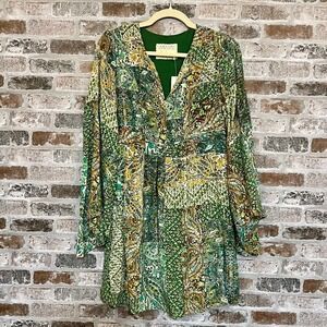 NWT Anthropology‎ - Forest Floral Print Long Sleeve Mini Dress Size 2